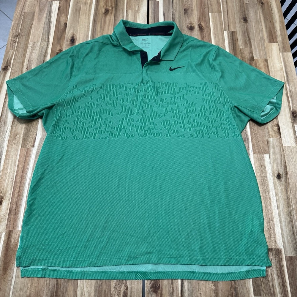 Nike Tiger Woods Polo Shirt Mens 2XL Green Camo DriFit ADV Golf DR5327-324